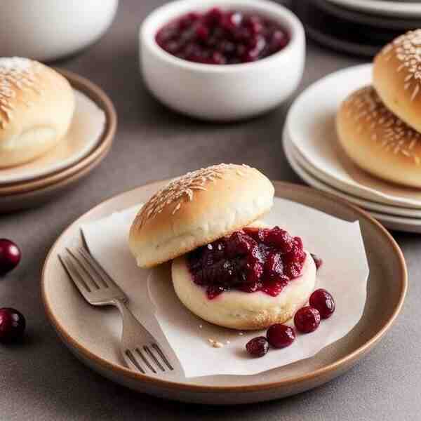 Творожные плюшки с клюквенным джемом